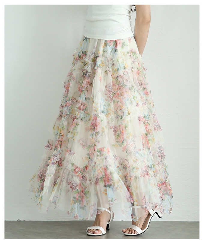 Sawa a la mode フラワーモチーフスカート‼️新品‼️ Sawa a la mode スカート レディース 花柄 総柄 フリル