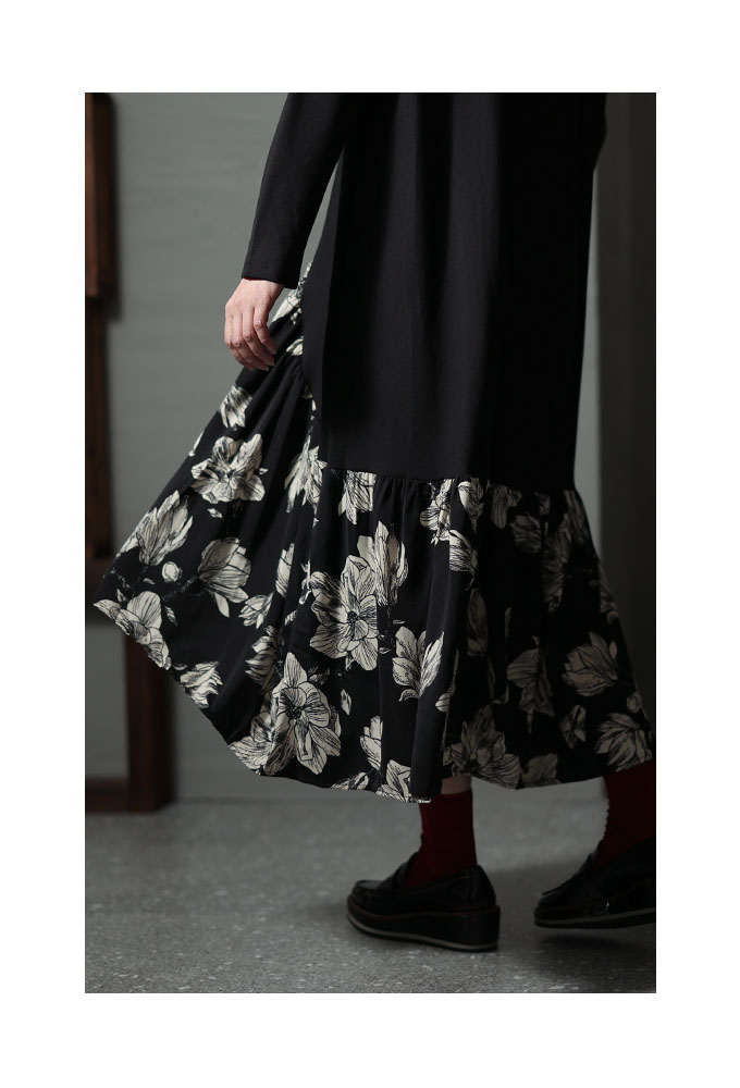 Sawa a la mode レディース ワンピース ドッキング 異素材 花柄
