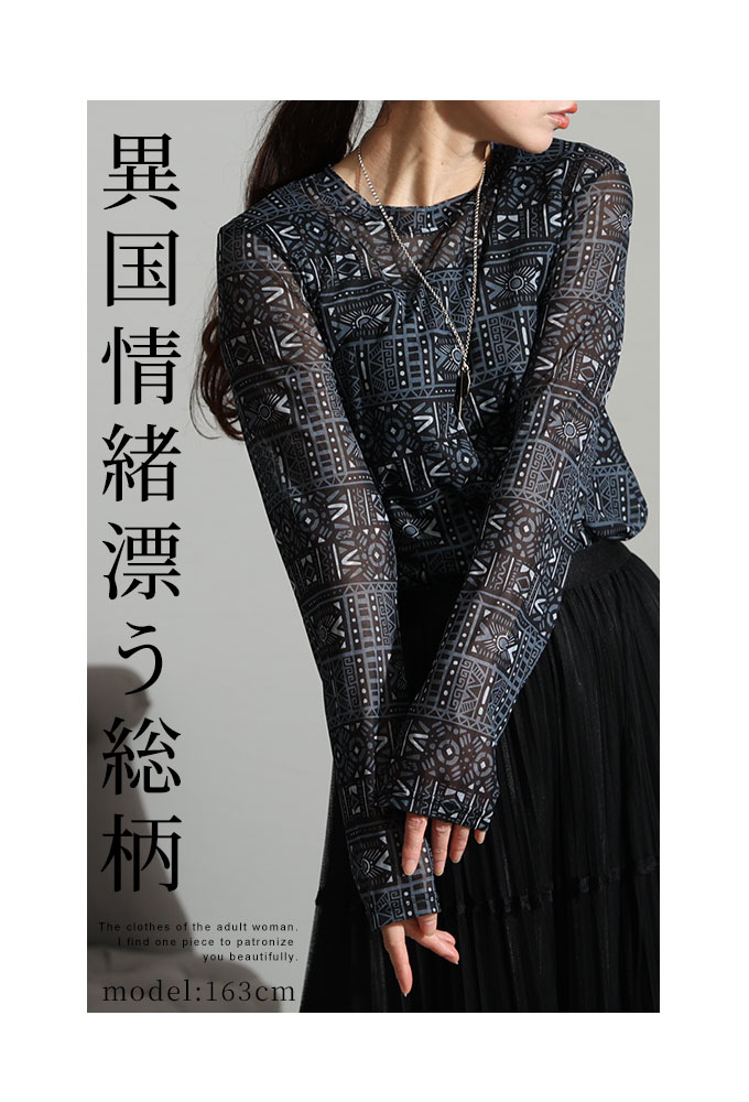 Sawa a la mode レディース トップス カットソー 長袖 透け感