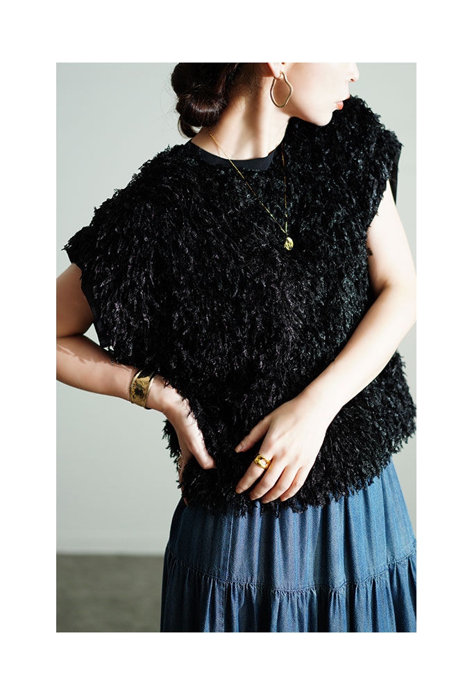 Sawa a la mode レディース トップス シャギー フェザー ベスト