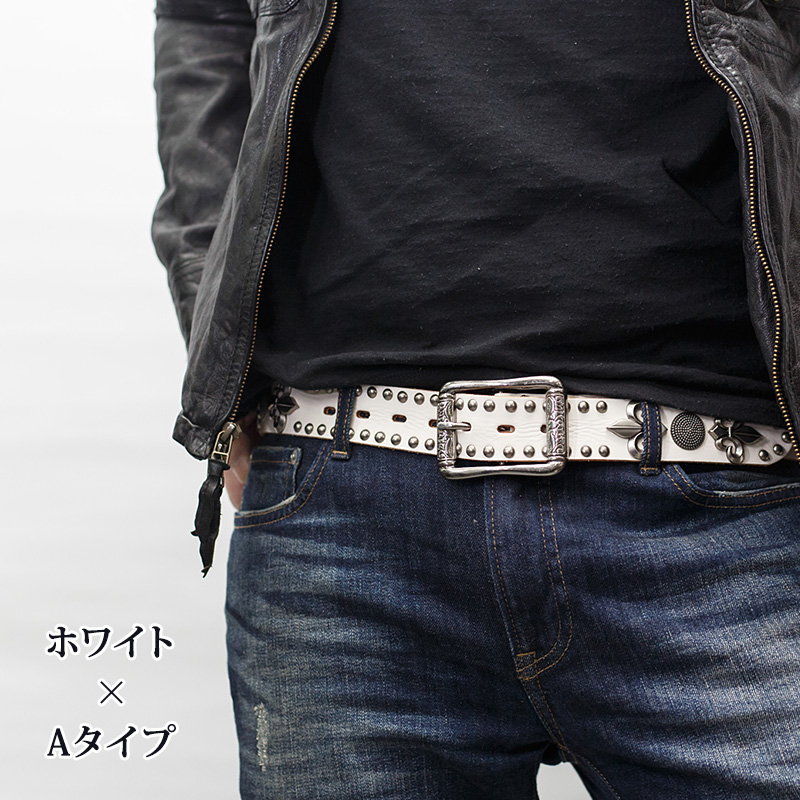 スタッズベルト 選べる9種 ベルト メンズ 本革 ハード系 ロック リリィ