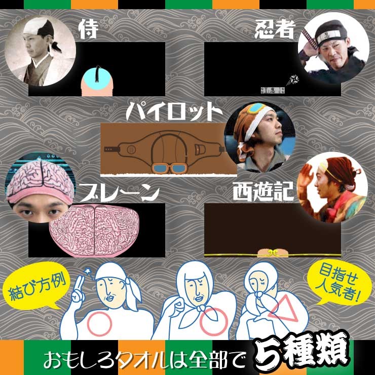 タオルを巻いて変〜身!『まいたおる』頭に巻くだけカンタン装着♪ お手軽宴会芸で人気者?!（メール便OK）