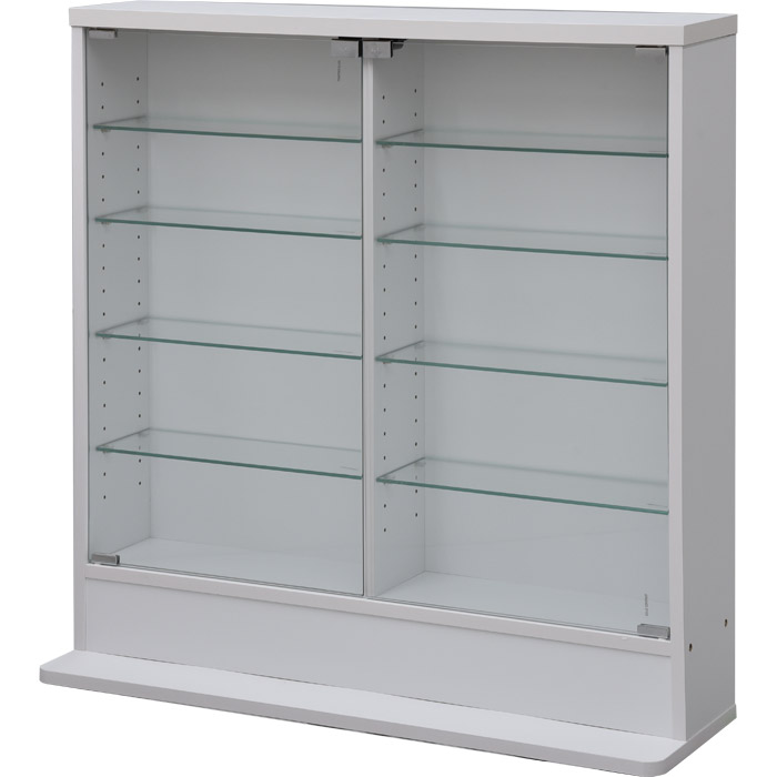 高さ90cm 5段タイプ スリム 薄型 ガラス棚 可動棚 ガラス コレクションケース