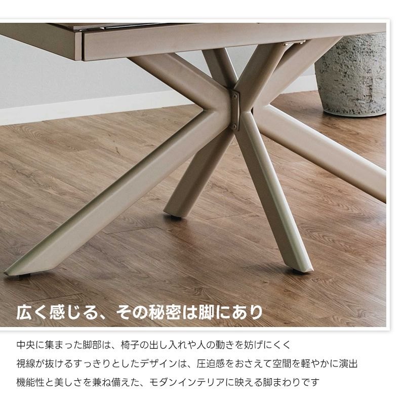 ダイニングテーブル 幅160cm 200cm 伸長式 伸縮 4人 高圧メラミン スチール グレー ベージュ 二人用 二人掛け エクステンション コンパクト 北欧 黒 大きめ_11