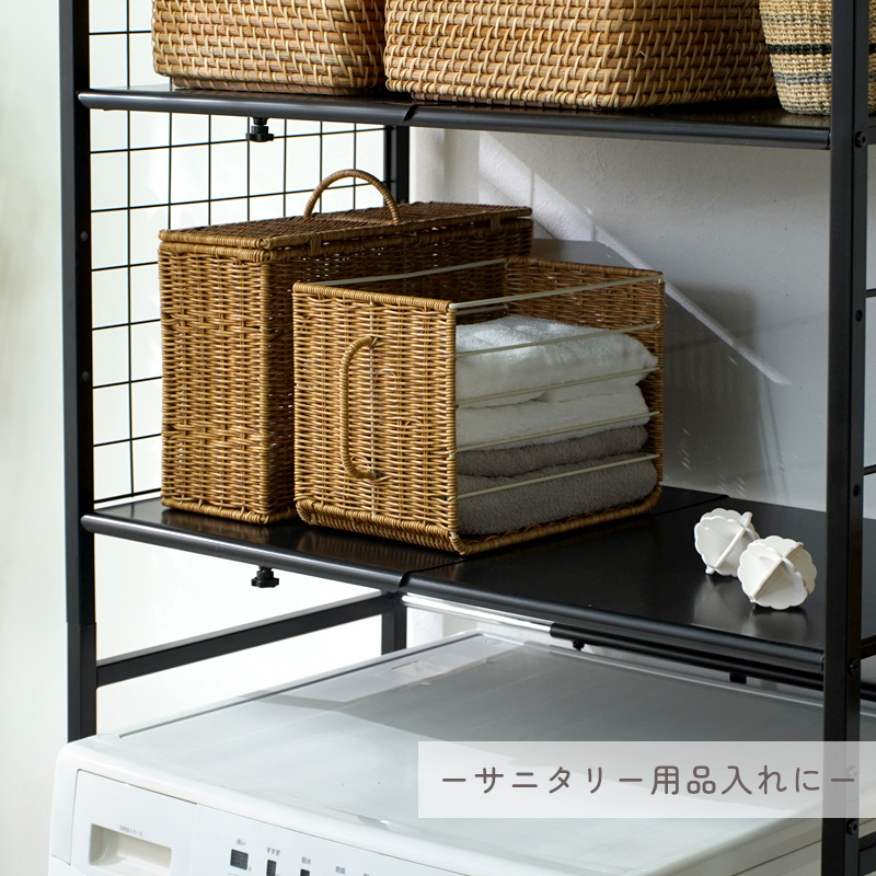 ストッカー ハンドル付 洗える かご バスケット ラタン風 籐かご風