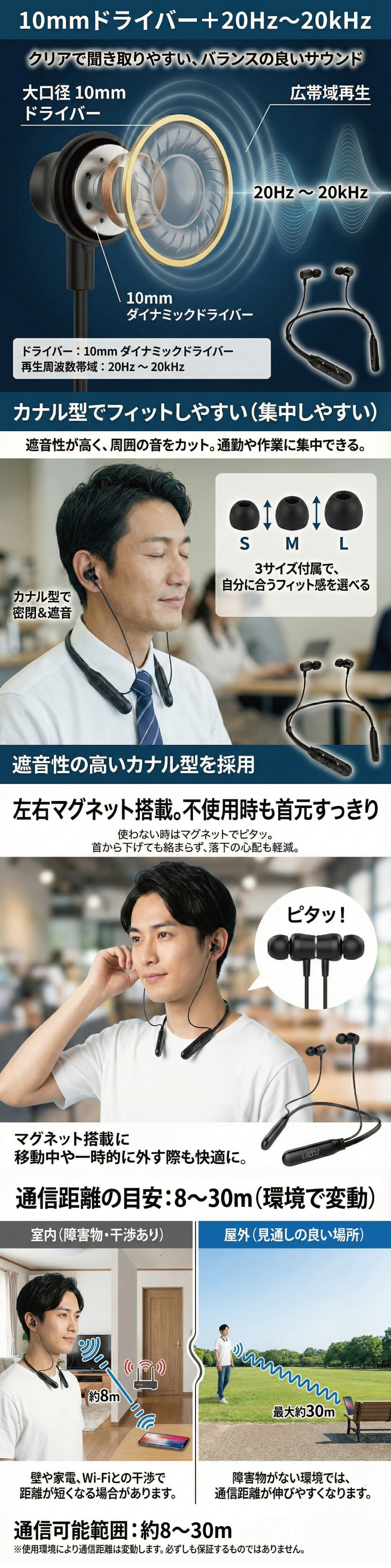 ネックバンド式イヤホン