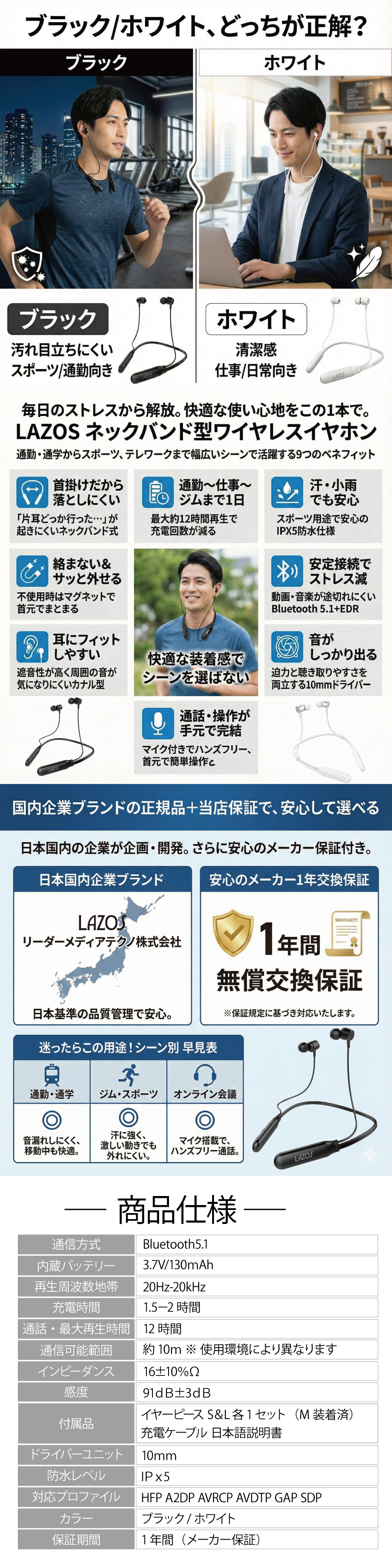 ネックバンド式イヤホン