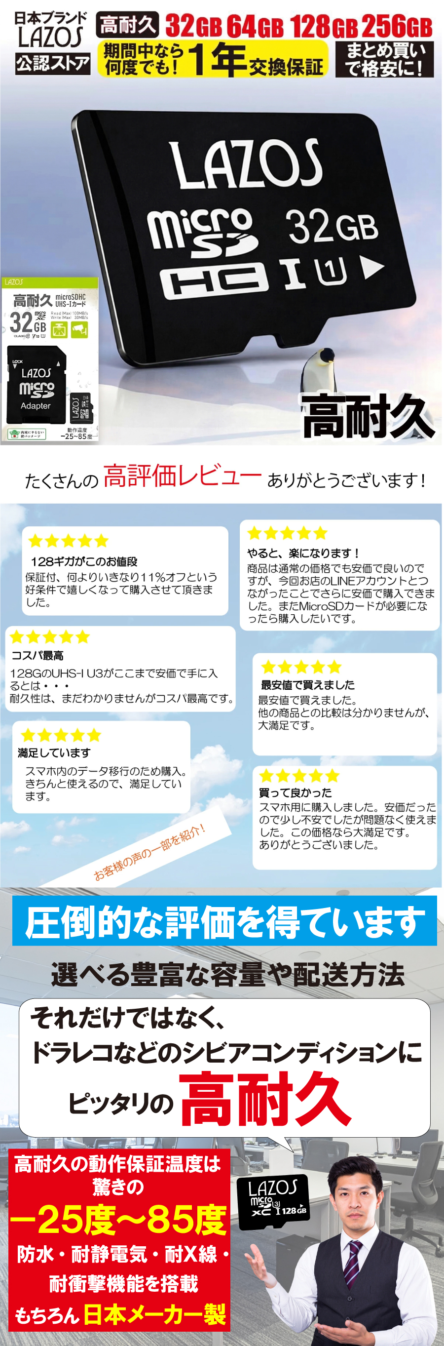 マイクロSDカード 32GB 高耐久 SDカード micro ドライブレコーダー
