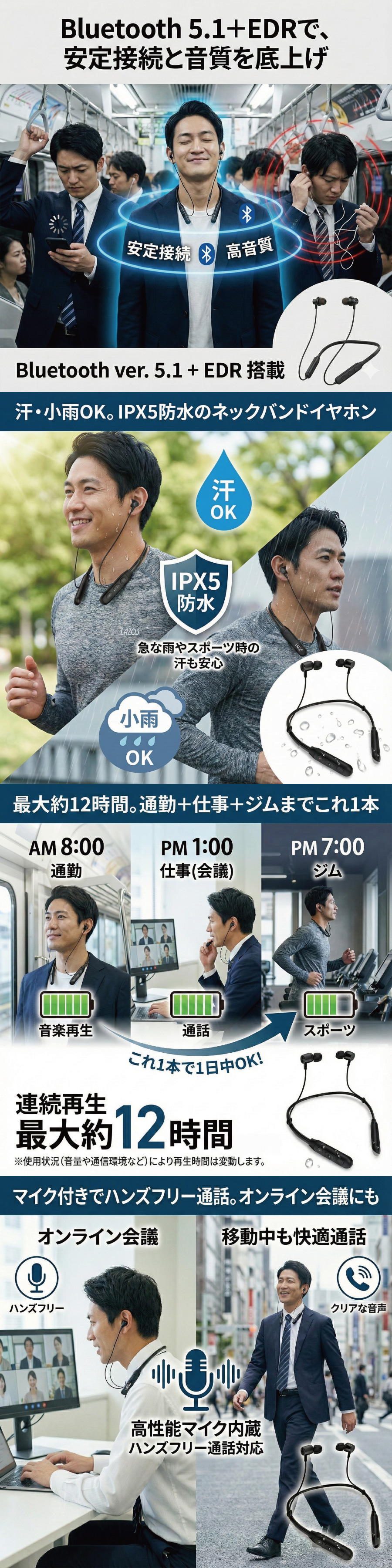 ネックバンド式イヤホン