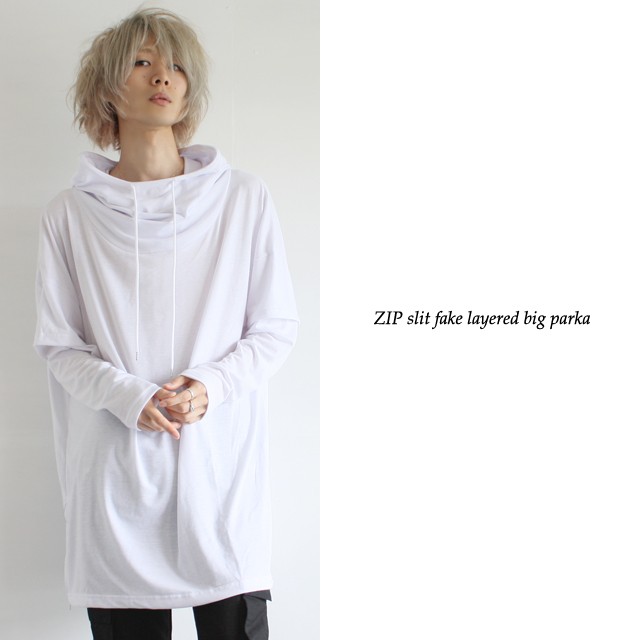 ZIPスリットフェイクレイヤードビッグパーカー | モード系ファッションの通販 albino