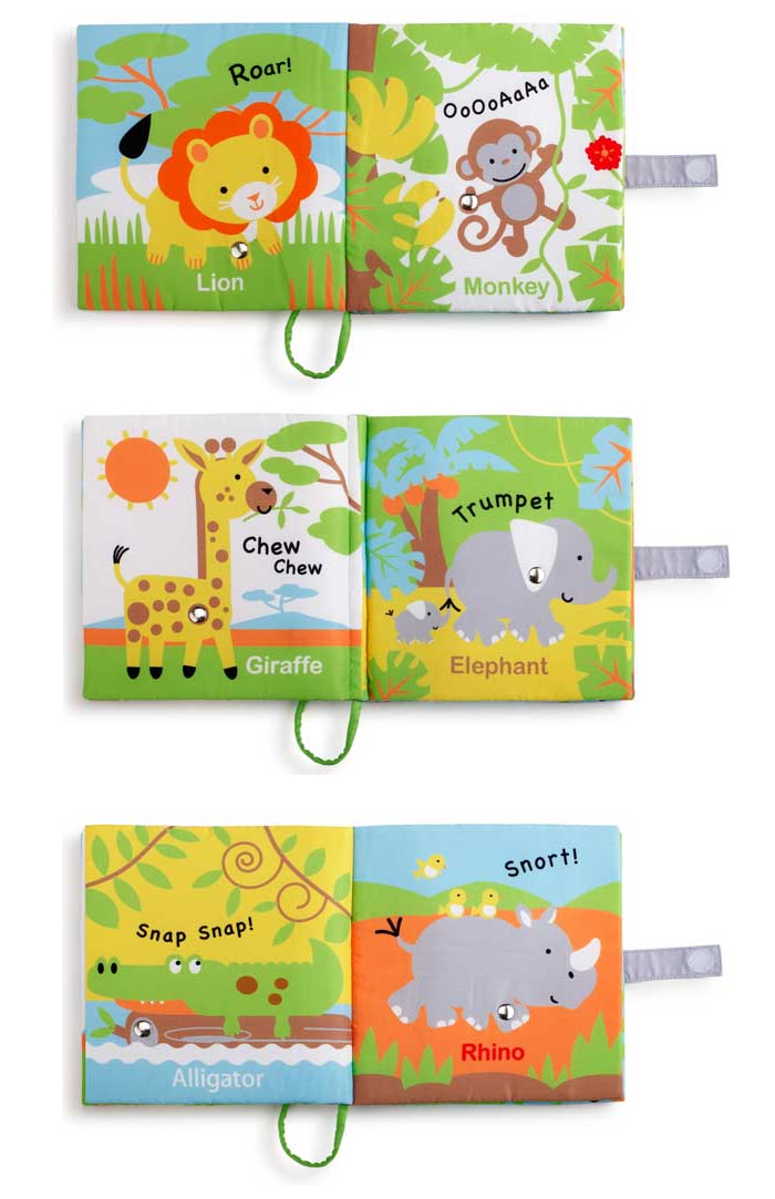 サウンドブック ジャングルフレンズ 布絵本 音が鳴る おもちゃ 布製