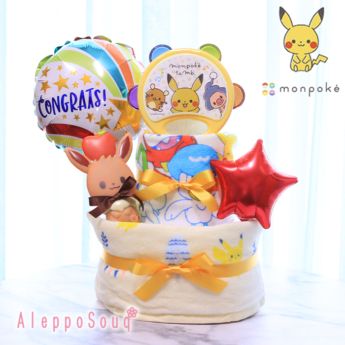 出産祝い ポケモン 3段 おむつケーキ ピカチュウ イーブイ