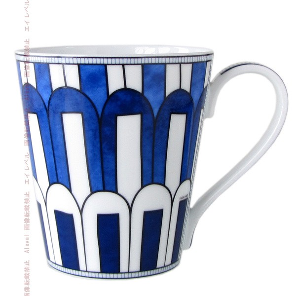 HERMES カップ ホワイト/ブルー エルメス HERMES ブルーダイユール マグ 240mL マグカップ ホワイト