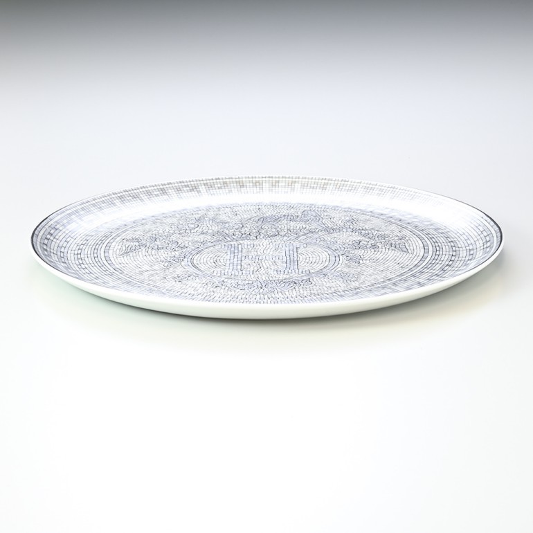 品質保証 HERMES エルメス モザイク タルトプラッター プラチナ 035022P 食器
