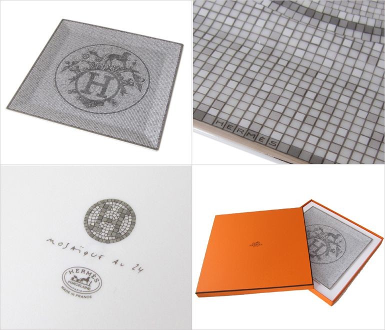 HERMES プチカレ スクエアプレート モザイク ヴァンキャトル プラチナ エルメス HERMES モザイク ヴァンキャトル プラチナ プチカレ