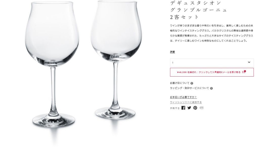 バカラ グラス ワイングラス ペア デギュスタシオン DEGUSTATION