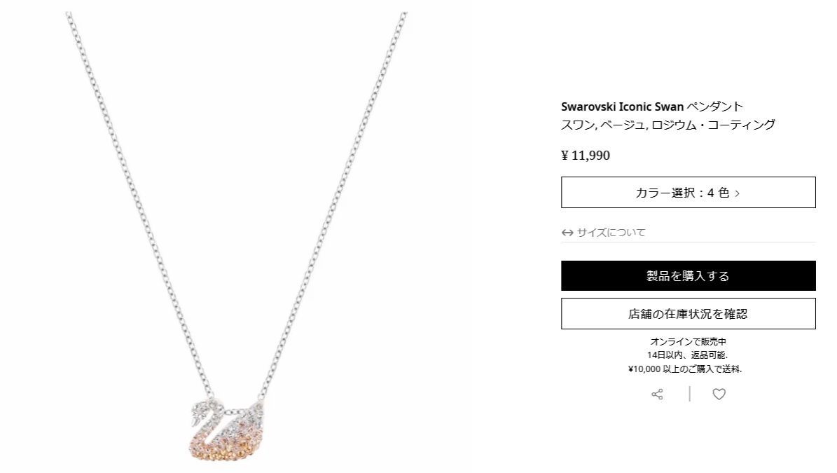 スワロフスキー SWAROVSKI ネックレス ペンダント アイコニックスワン