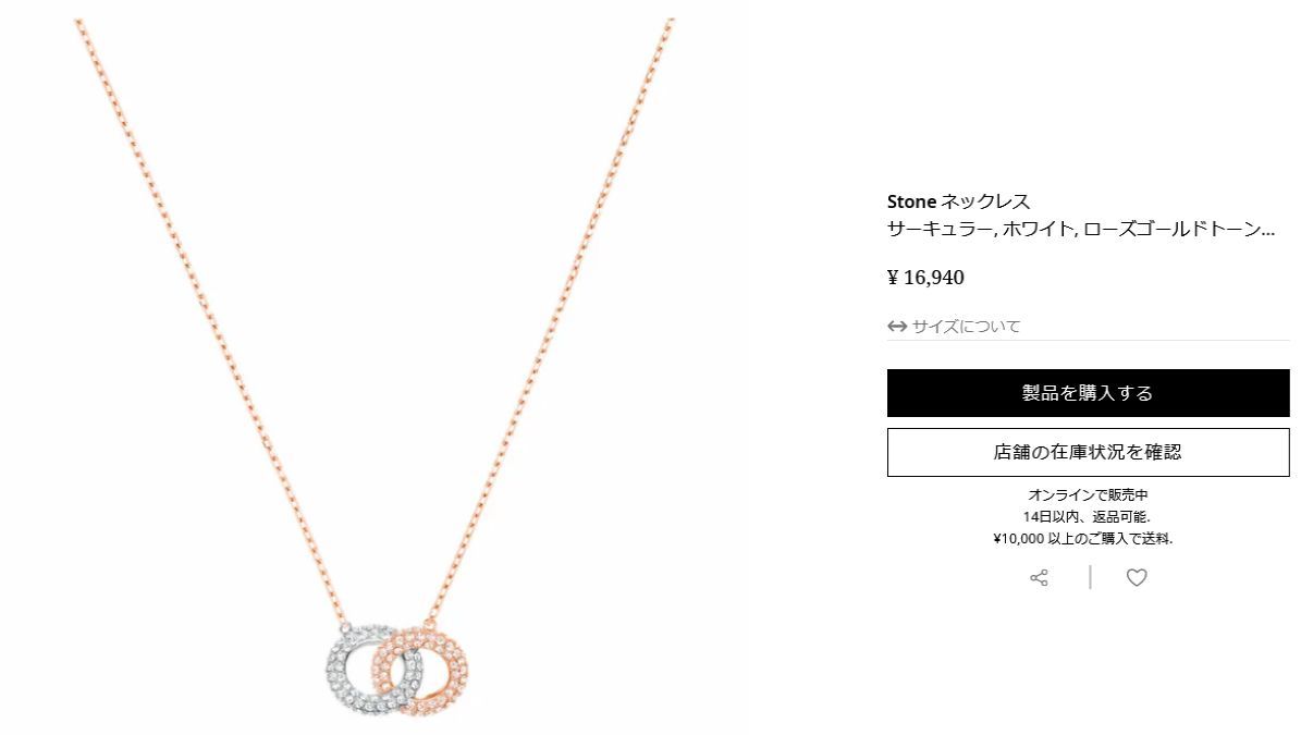 スワロフスキー SWAROVSKI ネックレス ペンダント レディース STONE