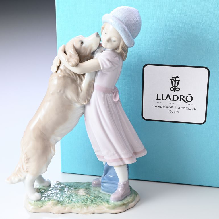 リヤドロ 待ってたよ！ フィギュア 人形 女性 女の子 犬 LLADRO