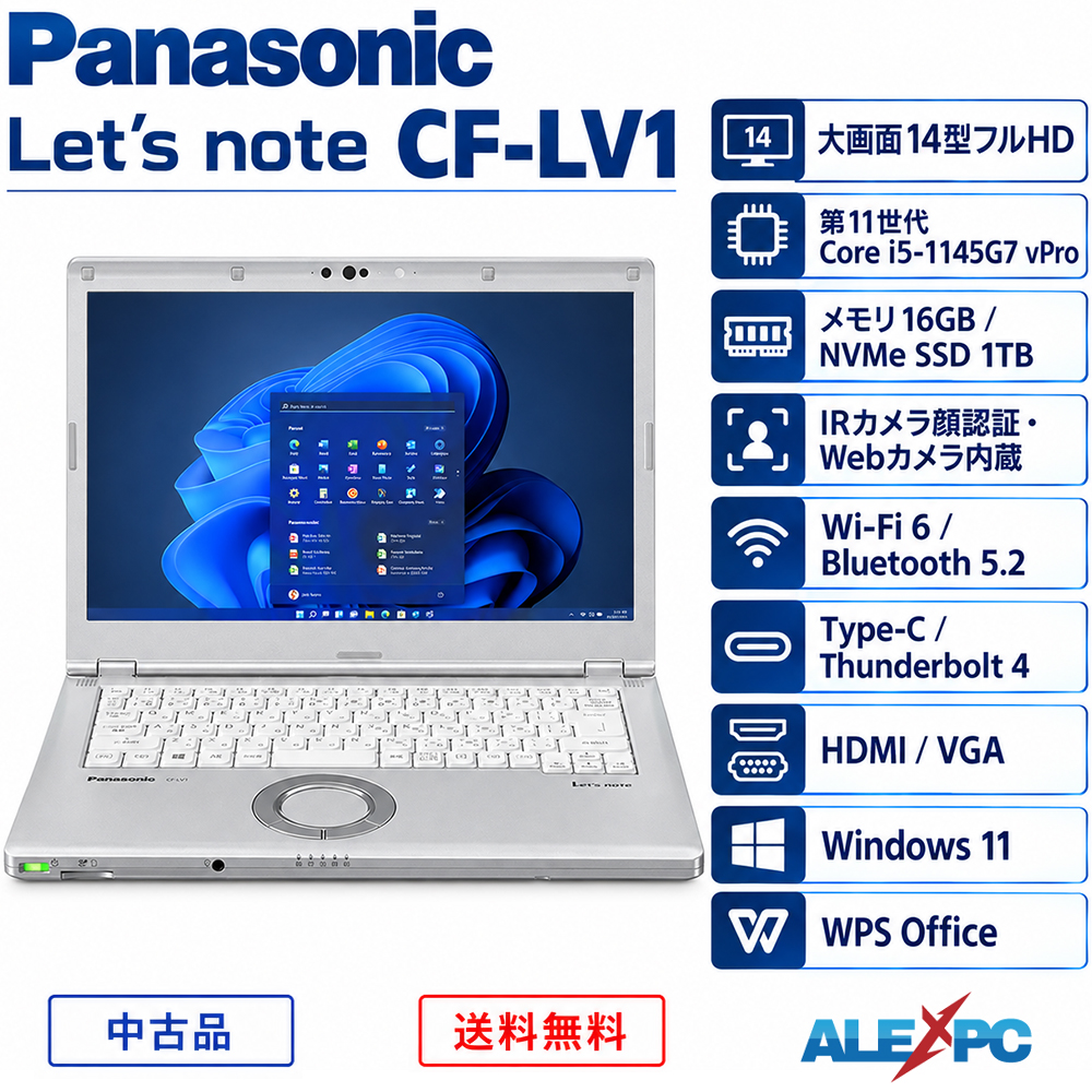 Let's note LV 14型大画面フルHD CF-LV1 第11世代Core i5-1145G7 vPro