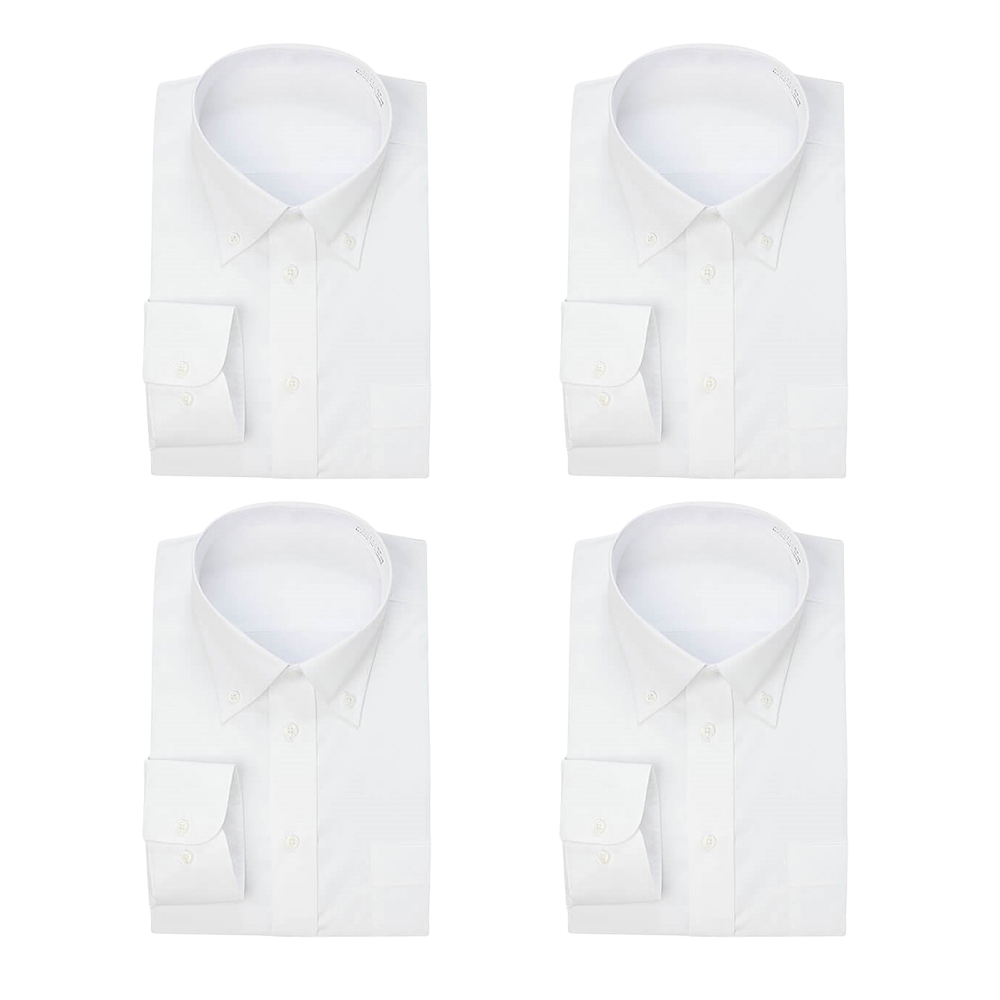 ワイシャツ 4枚 セット 白 メンズ 長袖 Yシャツ 標準体 カッターシャツ