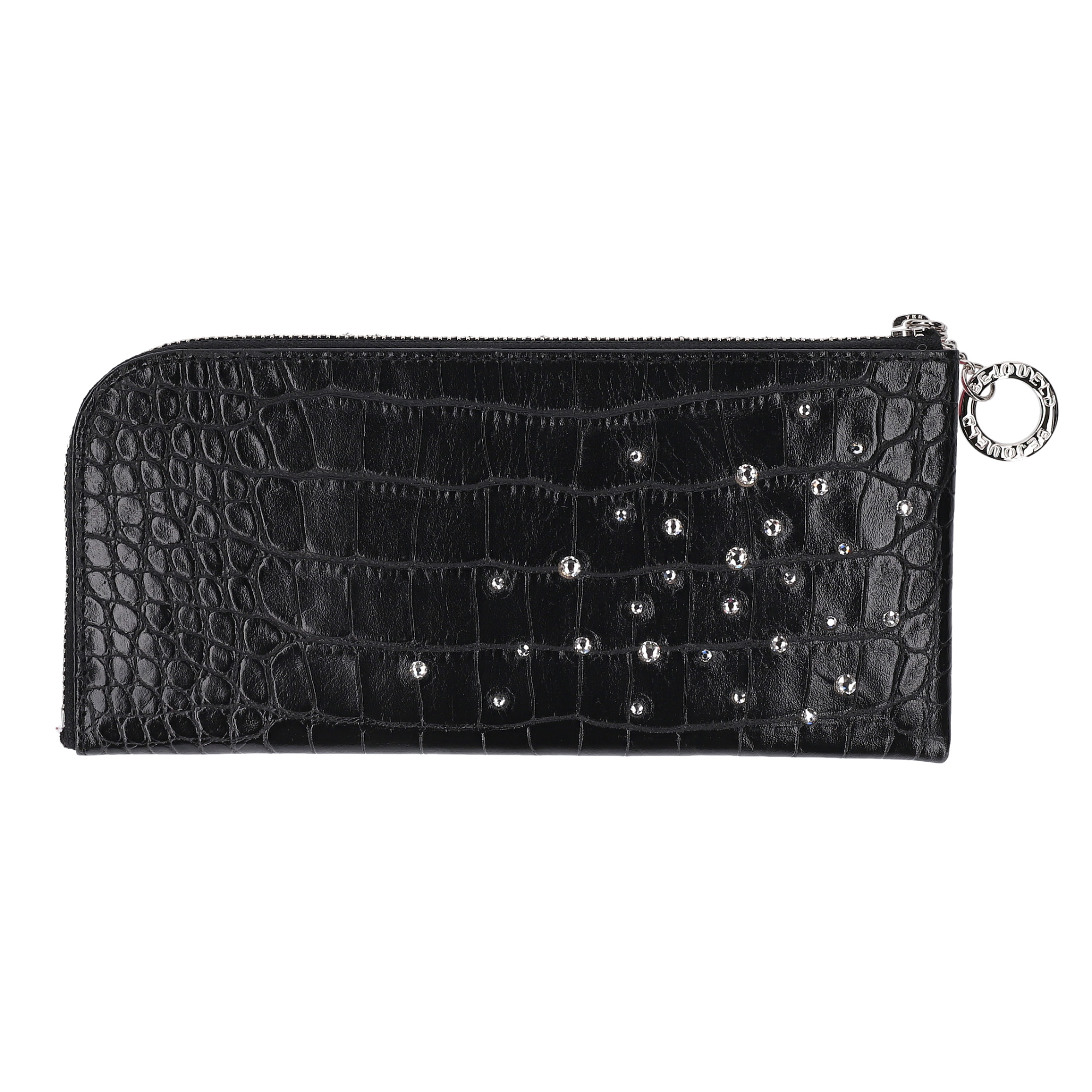 長財布 日本製 薄型 牛革 クロコ スワロフスキー ステアレザー