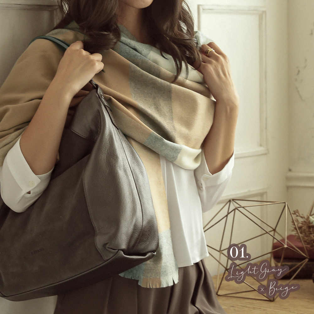 美品◇カシミヤ マフラー グレー 収納袋付き グレー】カシミヤマフラー【カシミヤ100%】 ｜ カシミア お洒落