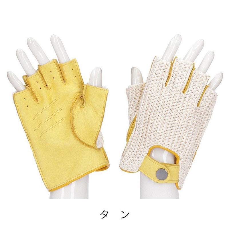 メンズ手袋 ニット編み 鹿革 Attivo レザーグローブ オープンフィンガー  ディアスキン オールシーズン 男性用 バイク 車 | Attivo | 03