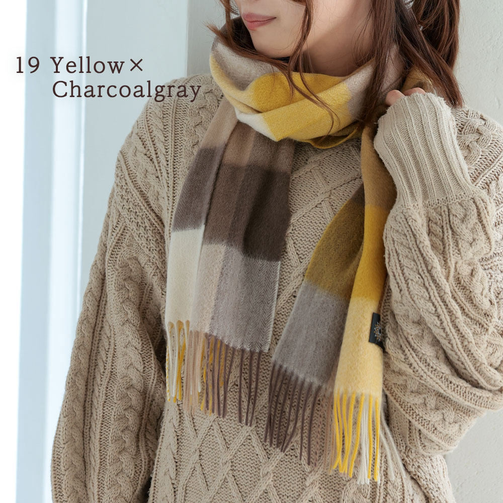 Attivo カシミヤマフラー レディース チェック柄 ストール カシミヤ100