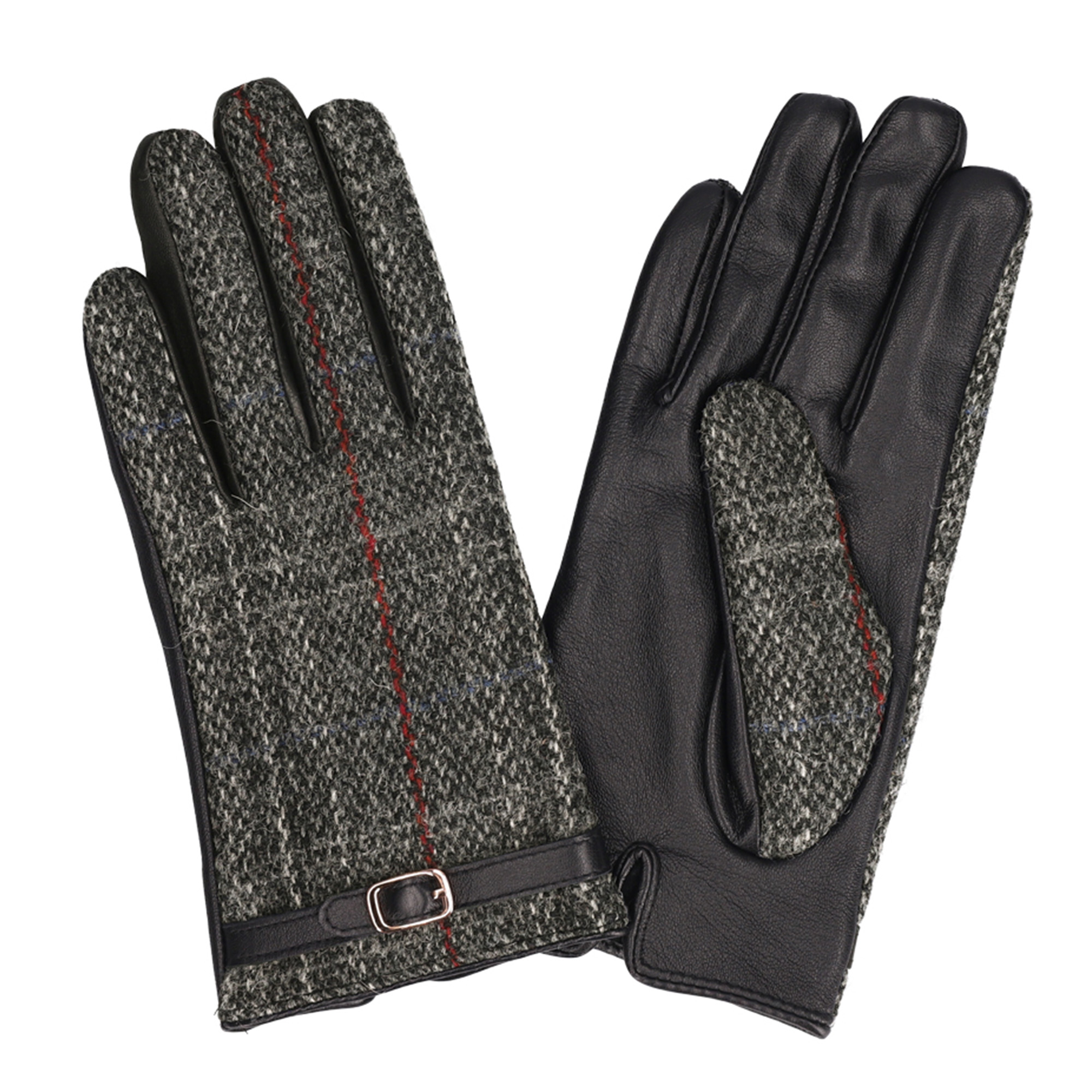 ハリスツイード 革手袋 スマホ対応 レザーグローブ 本革 飾りベルト付 ブランド Attivo ATHT05 CS | HARRIS TWEED | 01