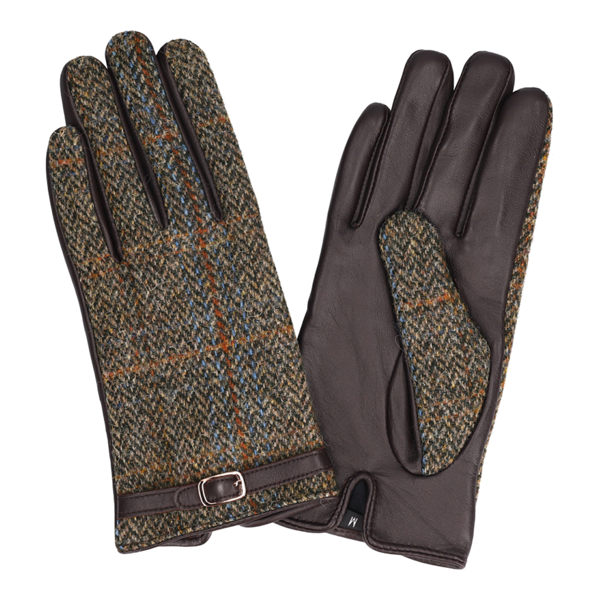 ハリスツイード 革手袋 スマホ対応 レザーグローブ 本革 飾りベルト付 ブランド Attivo ATHT05 CS | HARRIS TWEED | 05