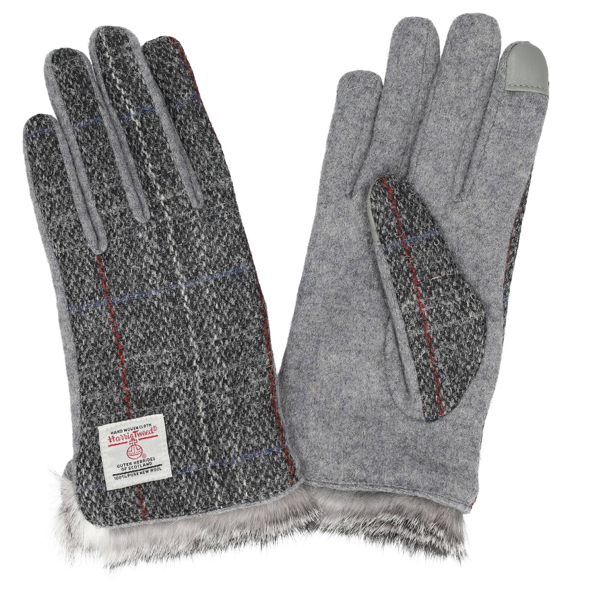 ハリスツイード 手袋 レディース スマホ対応 ラビットファー付 裏地付き ブランド Attivo ATHT06 CS | HARRIS TWEED | 04