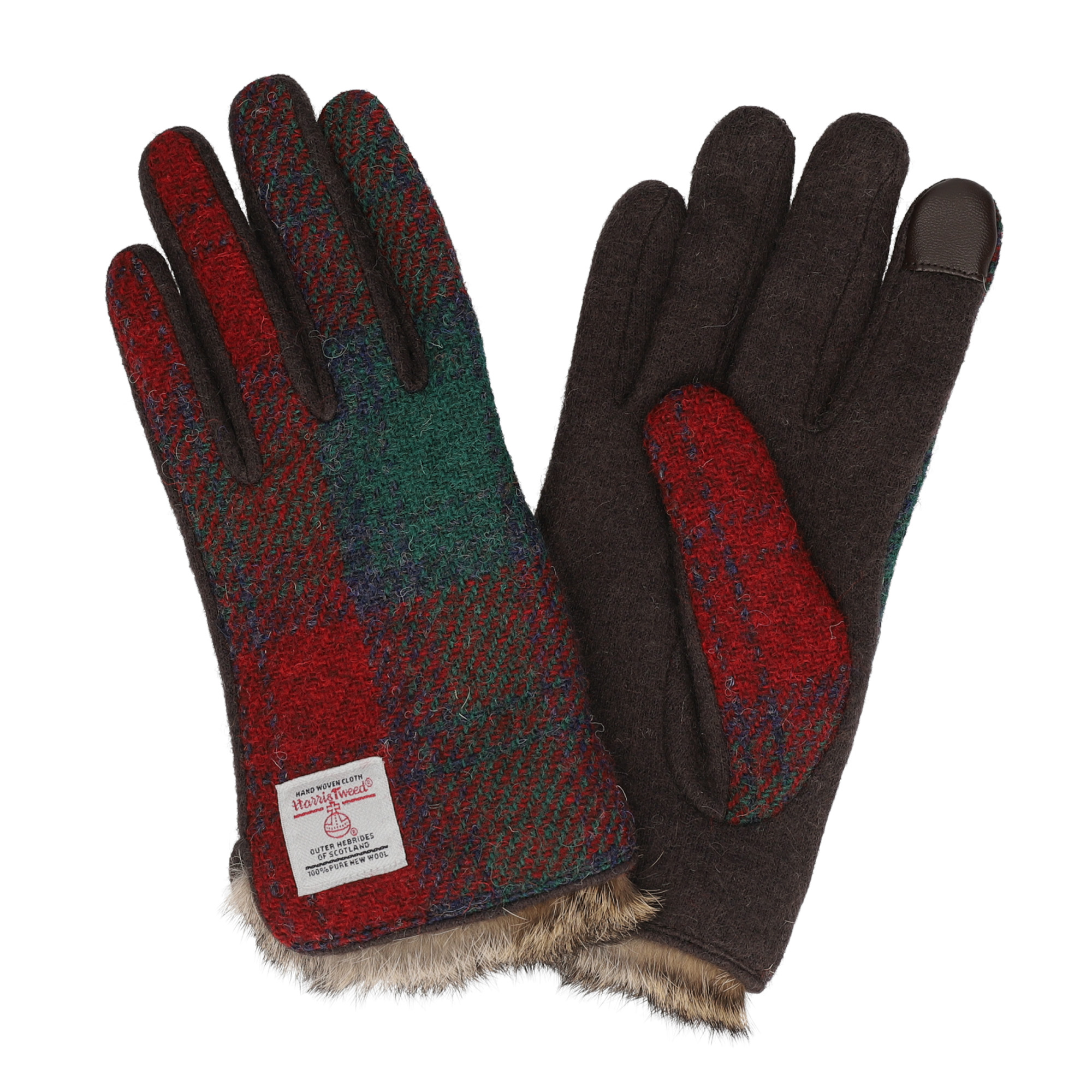 ハリスツイード 手袋 レディース スマホ対応 ラビットファー付 裏地付き ブランド Attivo ATHT06 CS | HARRIS TWEED | 10