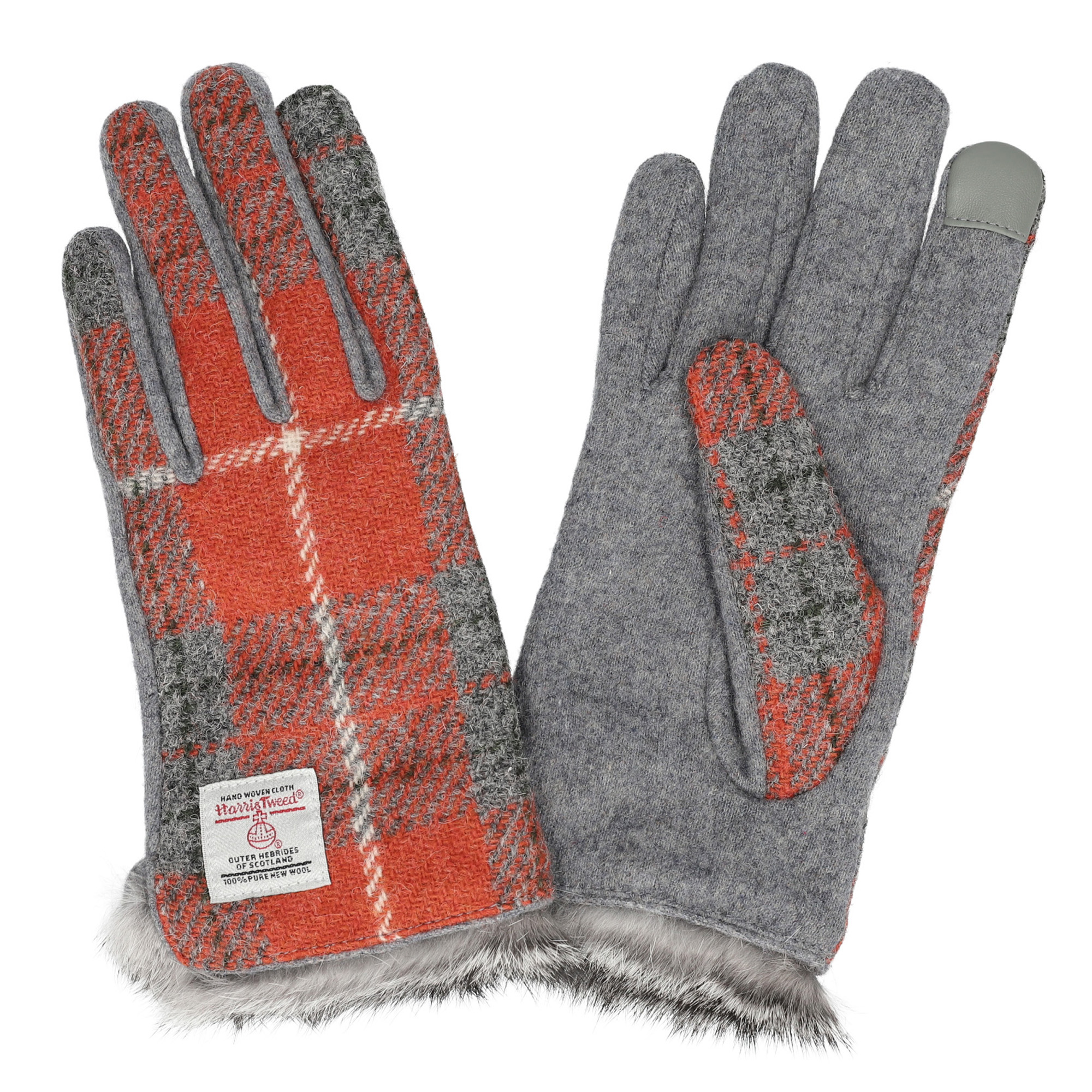 ハリスツイード 手袋 レディース スマホ対応 ラビットファー付 裏地付き ブランド Attivo ATHT06 CS | HARRIS TWEED | 05