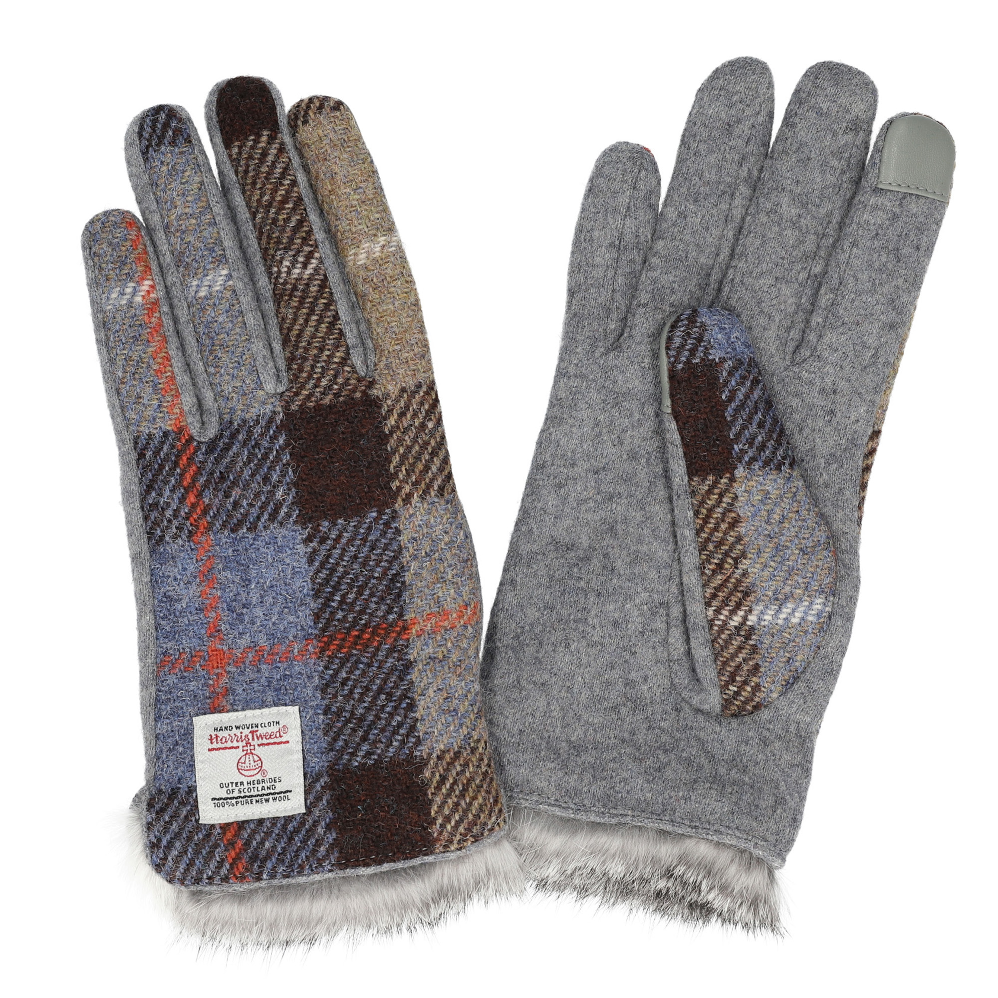 ハリスツイード 手袋 レディース スマホ対応 ラビットファー付 裏地付き ブランド Attivo ATHT06 CS | HARRIS TWEED | 02