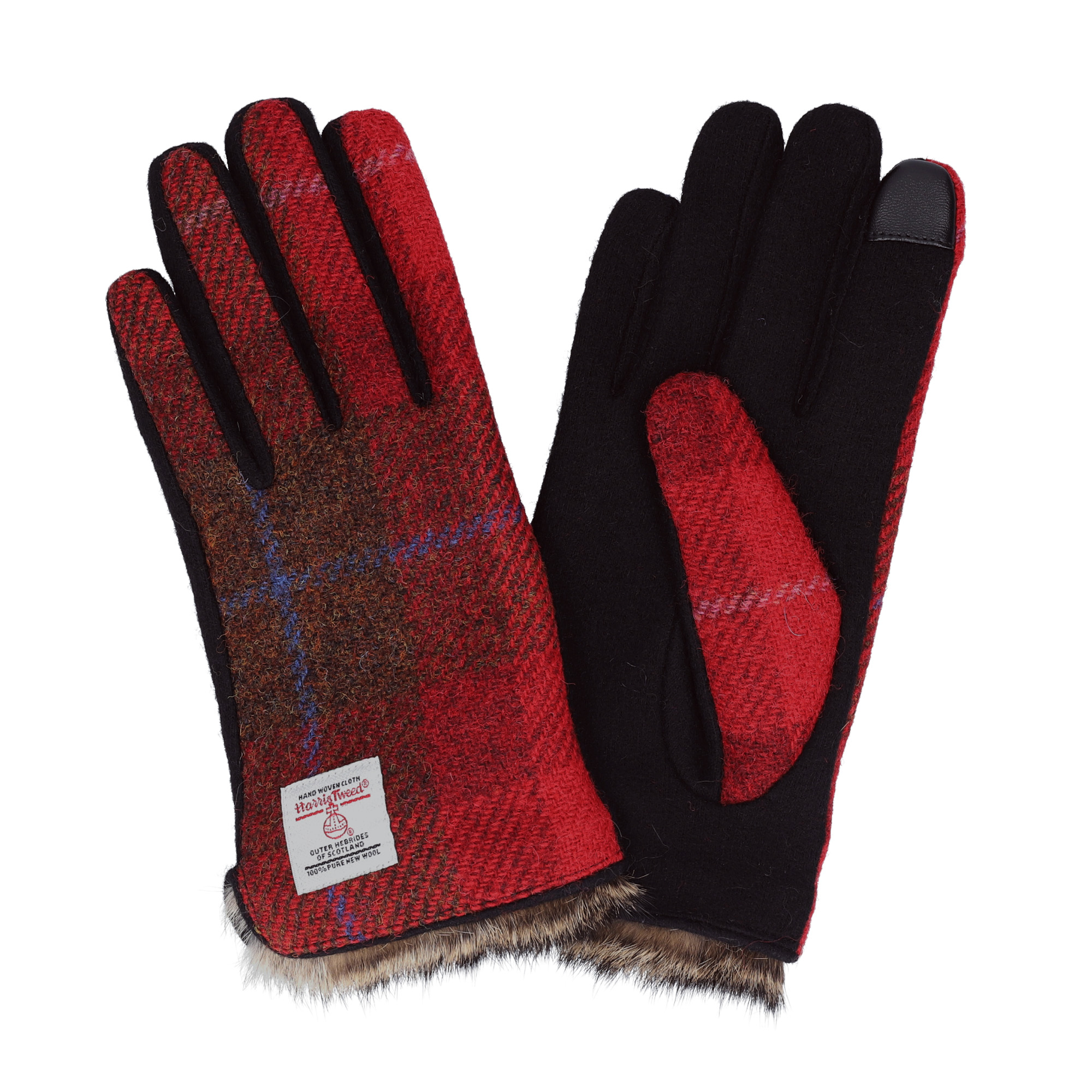 ハリスツイード 手袋 レディース スマホ対応 ラビットファー付 裏地付き ブランド Attivo ATHT06 CS | HARRIS TWEED | 14