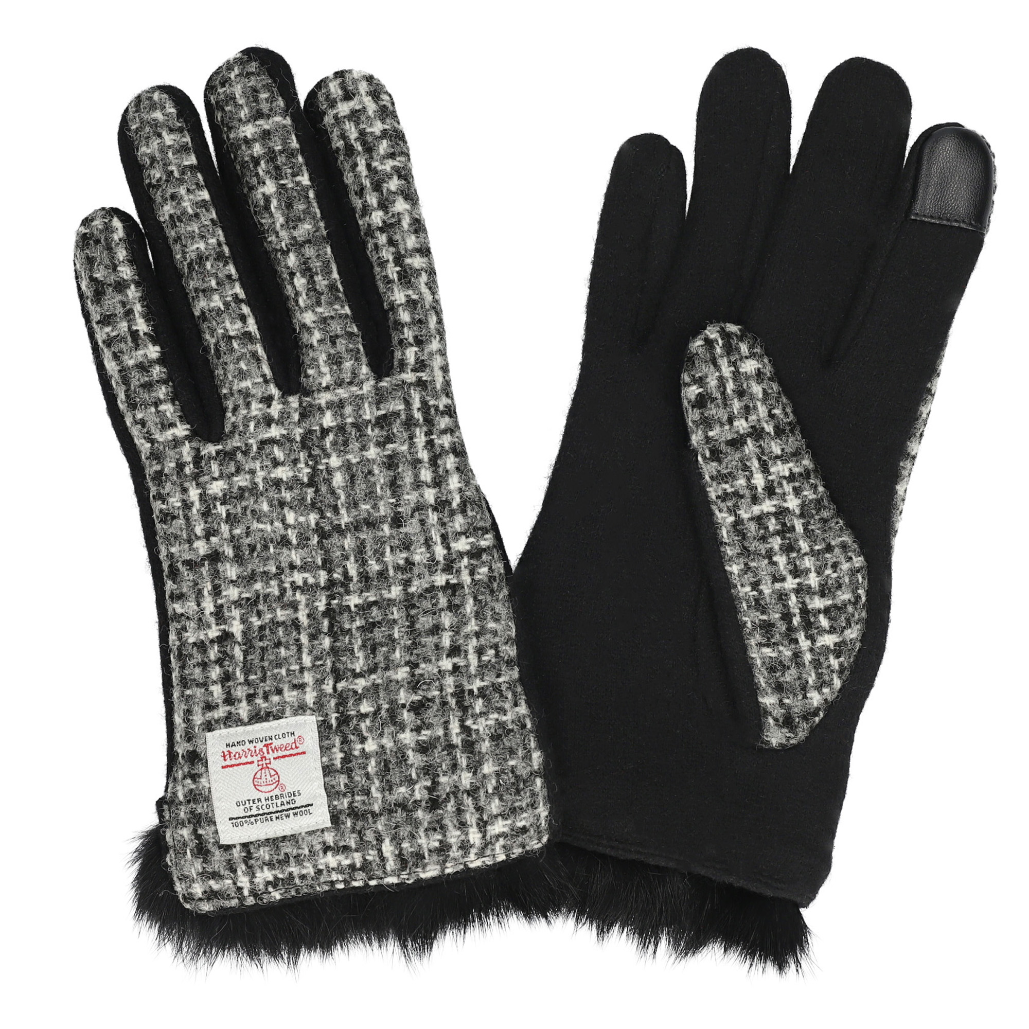ハリスツイード 手袋 レディース スマホ対応 ラビットファー付 裏地付き ブランド Attivo ATHT06 CS | HARRIS TWEED | 03