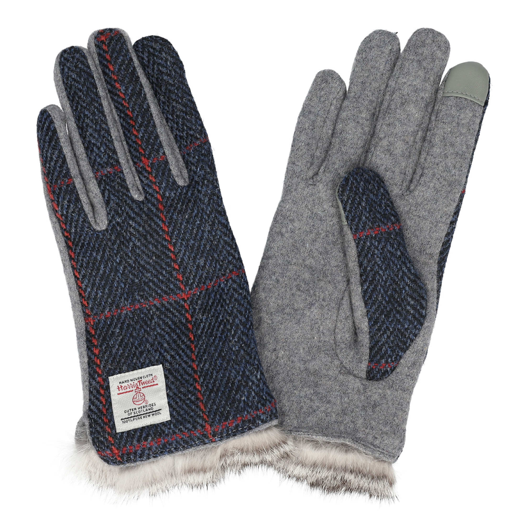 ハリスツイード 手袋 レディース スマホ対応 ラビットファー付 裏地付き ブランド Attivo ATHT06 CS | HARRIS TWEED | 01