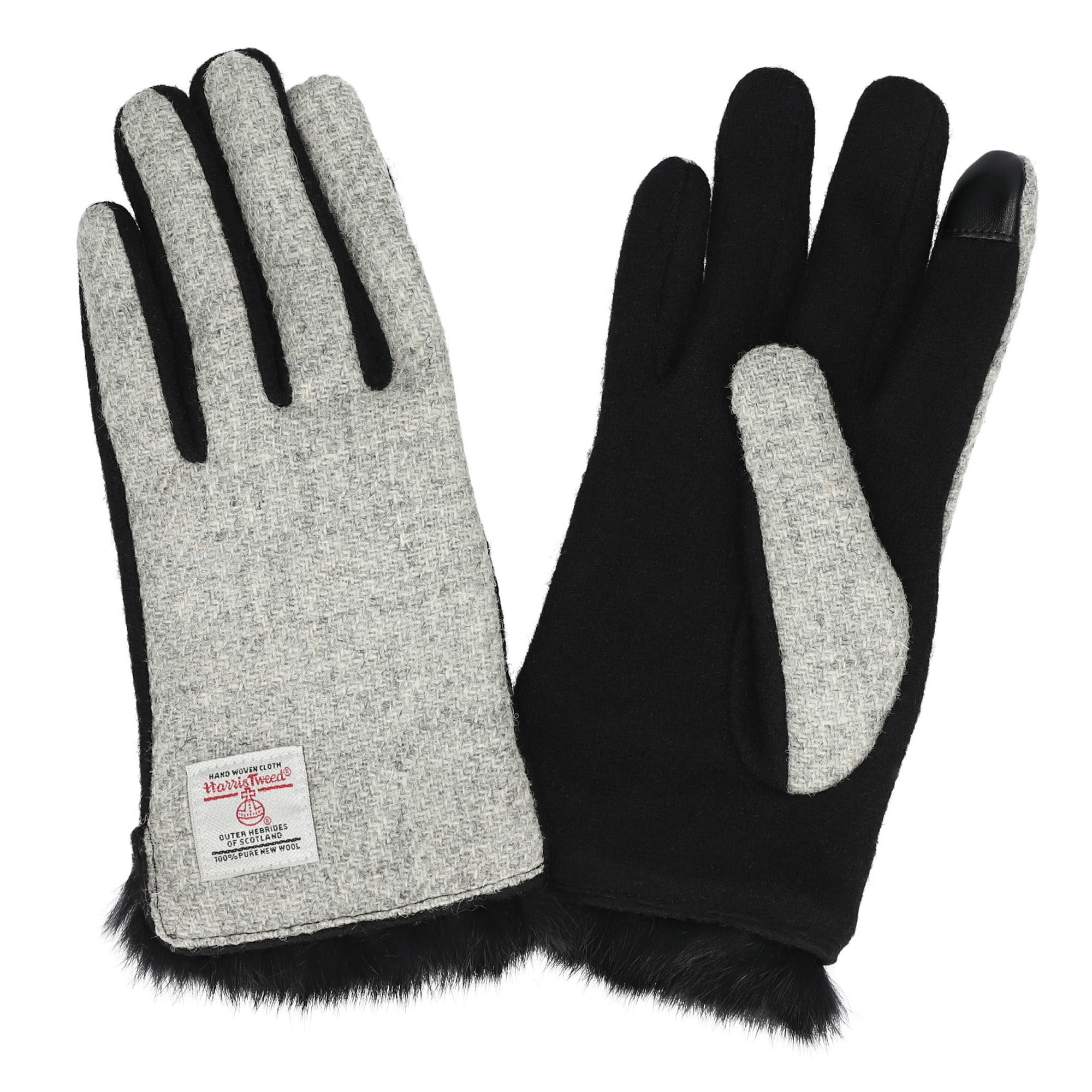 ハリスツイード 手袋 レディース スマホ対応 ラビットファー付 裏地付き ブランド Attivo ATHT06 CS | HARRIS TWEED | 06