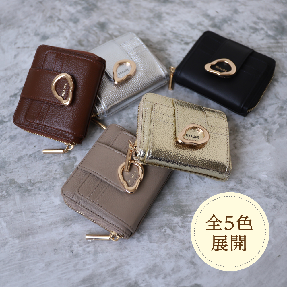 Beau're（ヴュレ） 財布 コンパクト 本革 レディース 二つ折り レザー
