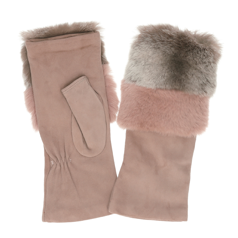 革手袋 レディース 裏地カシミア100％ コレアーレグローブス イタリア製 ハンドウォーマー 指なし レッキスファー 羊革スエード CS |  | 03