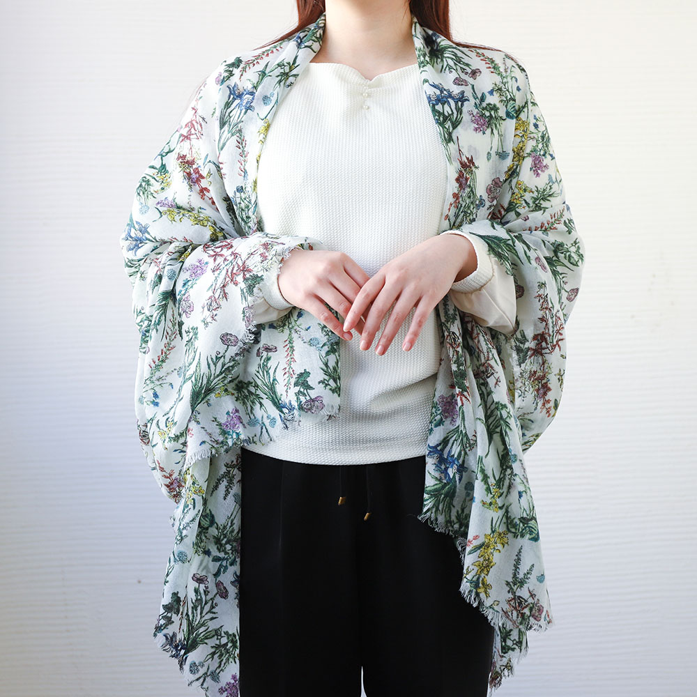 ストール 大判 レディース ガーゼ リネンカシミヤ オールシーズン UVカット コンパクト 薄い 暖かい CS |  | 02