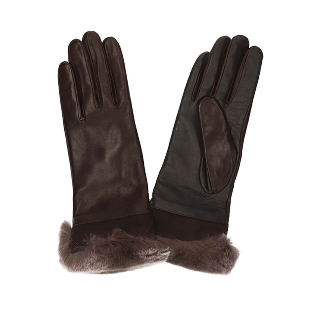 革手袋 レディース カシミヤ100％ スマホ対応 ピアッツインモーダ 羊革 ラビットファー レザーグローブ |  | 02