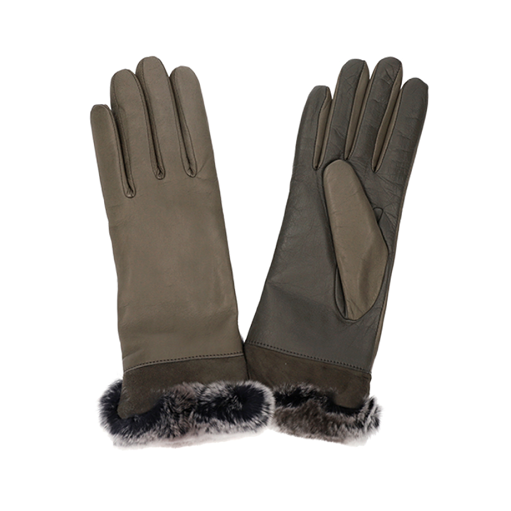 革手袋 レディース カシミヤ100％ スマホ対応 ピアッツインモーダ 羊革 ラビットファー レザーグローブ |  | 01