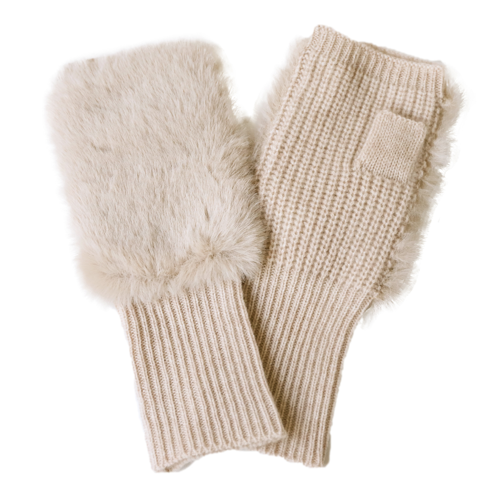 手袋 レディース ハンドウォーマー カシミヤ100％ 指ぬき ファー付 ブランド ピアッツァインモーダ CS |  | 01