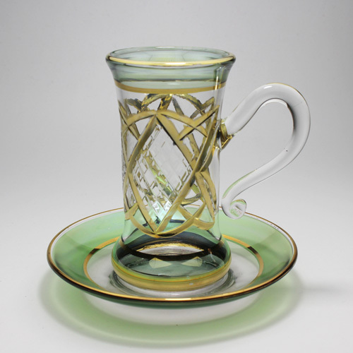 耐熱ガラスのティーカップ　エジプト製　アラビア風デザイン