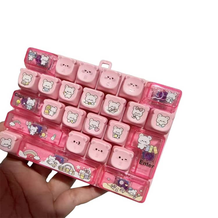 熊 カラフル キーホルダー 26キー フィジェットキーボード 透明 動物