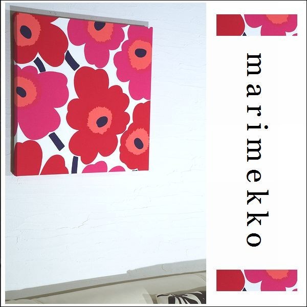 marimekko ファブリックパネル マリメッコ 北欧 40×40 赤 レッド