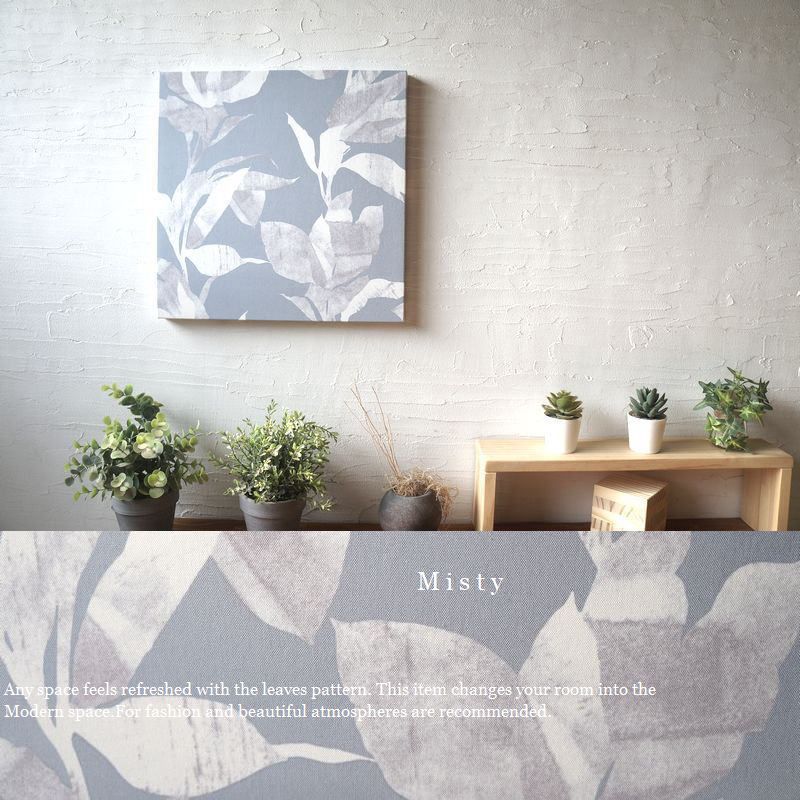 ファブリックパネル 北欧 Misty 40×40cm frozengray リーフ 壁アート