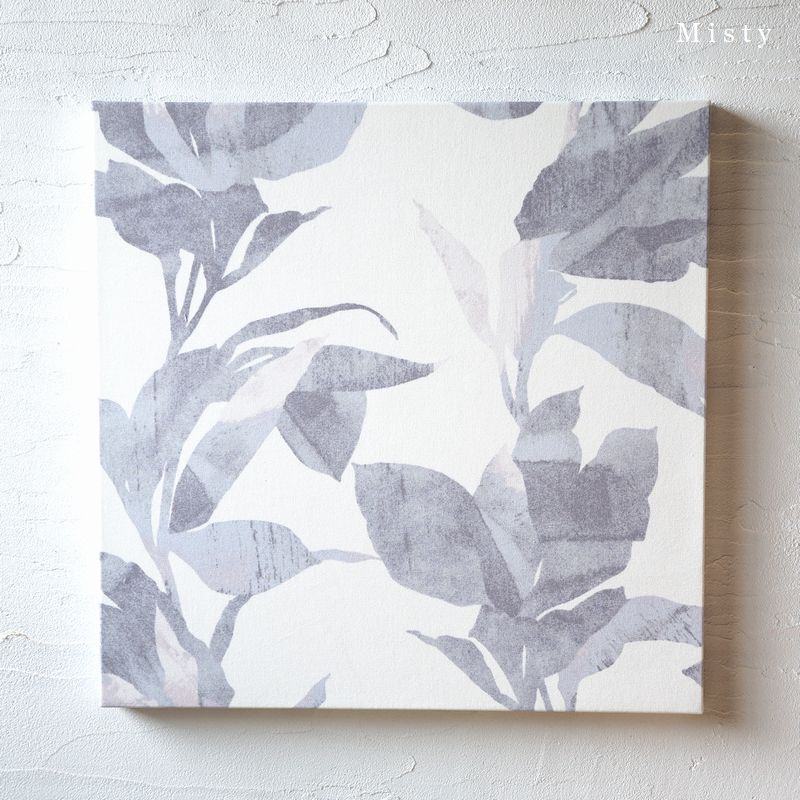 ファブリックパネル 北欧 Misty 40×40cm frozengray リーフ 壁アート